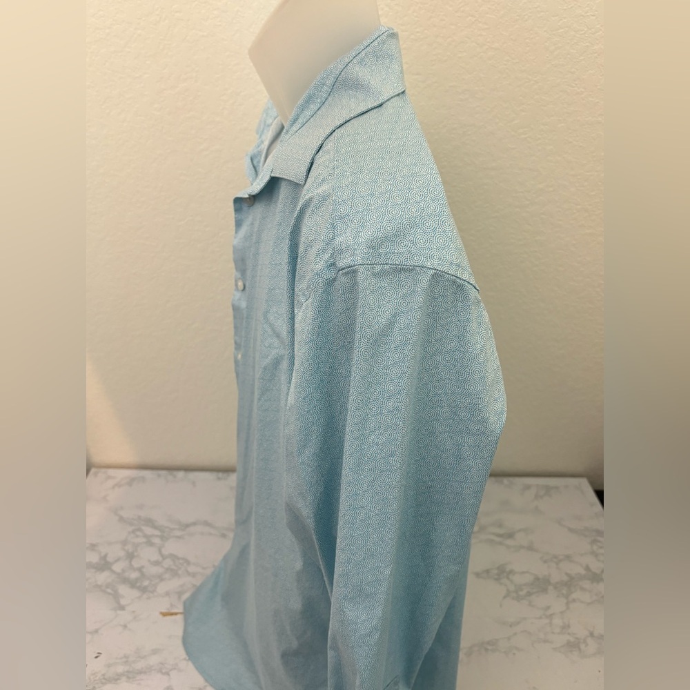 Alfani Shirt Mens L Blue Long Sleeve Button Up Cotton Blend Regular Fit - Picture 2 of 4